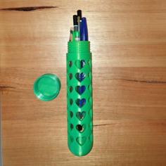 Heart Pencil Case Box Screw Top 3D Printer Model