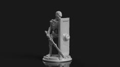 Living Bones With Long Sword And Tower Shield 3D Printer Model