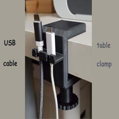 USB Cable Table Clamp 3D Printer Model