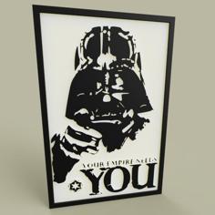 StarWars – Darth Vader -Your Empire Needs YOU – Old Poster 3D Printer Model