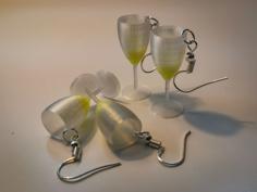 Champagne Glass Earrings 3D Printer Model