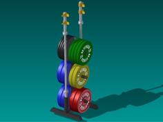 Desktop Olympic Weight Set (Bumper Plates, Barbell, Clips & Weight Tree) 3D Printer Model