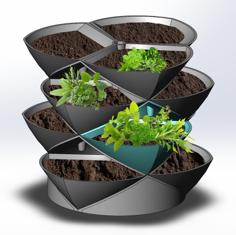 Stacking Planter Pods, A New Concept In Vertical, Nesting Herb And Flower Gardens – UPDATED To Version 2 3D Printer Model