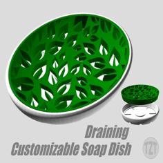 Customizable Draining Soap Dish With Decorative Insert 3D Printer Model