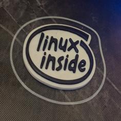 Linux Inside Sticker (3D Printed) 3D Printer Model