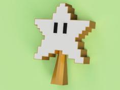 Christmas Tree Topper Pixel Star From Super Mario Bros 3D Printer Model