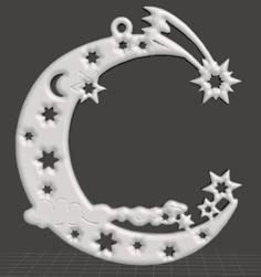 Christmas Tree Ornament – Moon And Stars 3D Printer Model