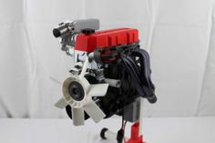 Toyota 4 Cylinder Engine 22RE, Complete Working Model 3D Printer Model