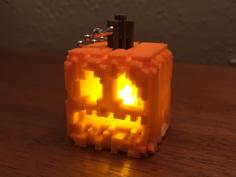 Snap-Together Mini Minecraft Jack-O-Lantern With Integrated LED 3D Printer Model