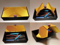 Solid Box With Origami Folding Lids. 3D Printer Model