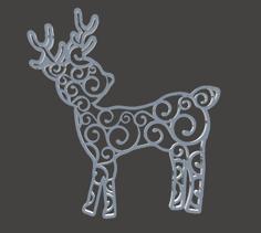 Christmas Tree Ornament – Reindeer Swirl 3D Printer Model