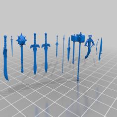 Various Unscaled Medieval Weapons – Gubbins 3D Printer Model