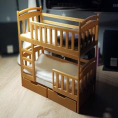 Bunk Bed With Two Drawers, For Dolls 3D Printer Model