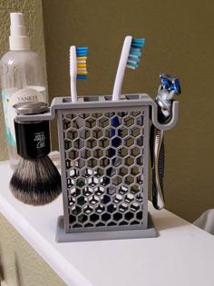 Razor + Shaving Brush + Toothbrush Holder 3D Printer Model