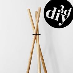 Simple Teepee Coat Rack With Wood Dowels 3D Printer Model