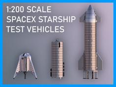 SpaceX Starship Prototypes (Hopper, SN5, SN8) – Now With Moveable Flaps! 3D Printer Model