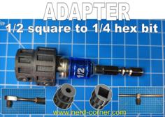 Adapter 1/2 Square To 1/4 Hex Bit 3D Printer Model