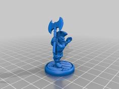 Gnome Barbarian Figure Axe 3D Printer Model