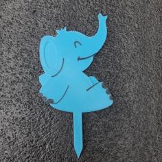 CAKE TOPPER_ELEFANTE_(BABY SHOWER) 3D Printer Model