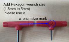 Update_hexagon(hex Key) Handle_1.5mm,2mm,2.5mm,3mm,3.5mm,4mm,4.5mm,5mm Size 3D Printer Model