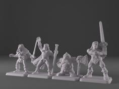 HeroQuest – Reshaped Heroes (Barbar, Dwarf, Elf, Wizard) 3D Printer Model