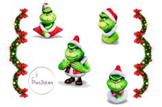 PACK 4 GRINCH FIGURE (IDEAL TO PAINT) 3D Printer Model