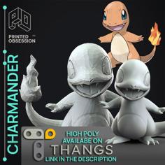 Charmander – Pokemon – Low Poly Fan Art 3D Printer Model