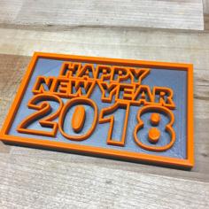 Happy New Year 2018 Plaque 3D Printer Model