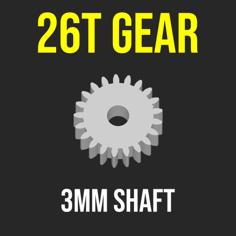 GEAR PINION 26T 3MM SHAFT MOTOR RC CAR CRAWLER 3D Printer Model