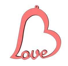 Love Heart Pendant 3D Printer Model