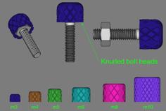 Knurled Bolt Heads Collection M3-m10 3D Printer Model