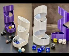 Zigzag (triple Ring) Dice Tower & Catch Tray 3D Printer Model