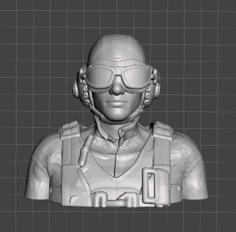 R/C WW2 USAAF Pilot (Mask Removed) 3D Printer Model