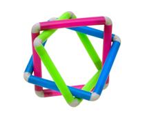 3 Squares Geometric Model. A Straw Craft Project With 3D Printed Connectors. 3D Printer Model