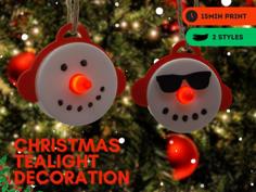 Christmas Snowman Tea Light Decoration – Glowing Nose 3D Printer Model