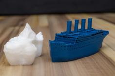 Small Compressed Titanic And Scale Example Of The Iceberg 3D Printer Model