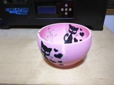 Yarn Bowl With Kitty Motif 3D Printer Model