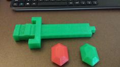 Legend Of Zelda 8 Bit Sword And Rupees 3D Printer Model