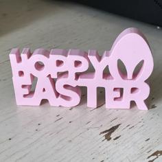 Hoppy Easter Standing Text Sign 3D Printer Model