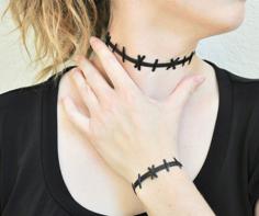 Stitched Neck Choker And Stitched Wrist Bracelet 3D Printer Model