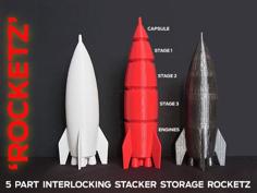 ‘ROCKETZ’… Interlocking Storage Stages And Fun Model 3D Printer Model