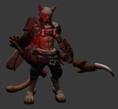 Tabaxi Blood Hunter Miniature 3D Printer Model