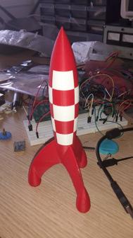 Dual Extruder Red White Rocket 3D Printer Model