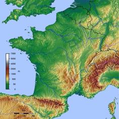 France Topographic Map 3D Printer Model