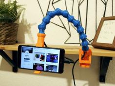 Flexible Smartphone Holding Arm W Integrated Charging Lead 3D Printer Model