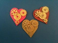 Snap-Together Valentine Gears Pin And Pendant 3D Printer Model