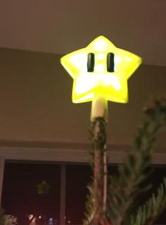 Mario Star Decorations Xmas Tree Topper With Simple LED Lighting 3D Printer Model