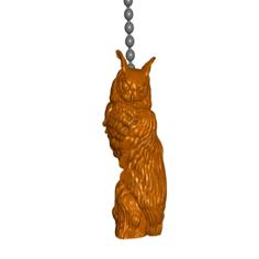 Realistic Owl Pull Ball Chain Or Keychain Knob | Handle | Fob | Finials 3D Printer Model