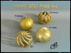 Xmas 2021 FREE Baubles Set 3D Printer Model