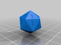 D20 All 1s For Player Suffering 3D Printer Model